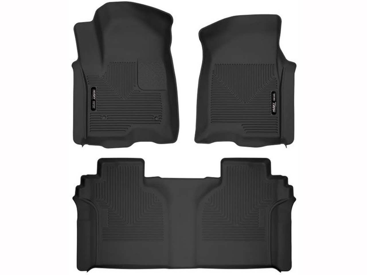 Husky Liners X-Act Contour Front & 2nd Seat Rear Floor Liners (Full Coverage), Black :: 2019-2025 Silverado & GMC Sierra 1500 Crew Cab w/ storage box