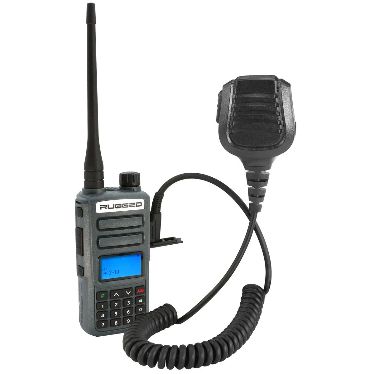 Rugged Radios GMR2 PLUS - GMRS / FRS Two Way Handheld Radio with Hand Mic