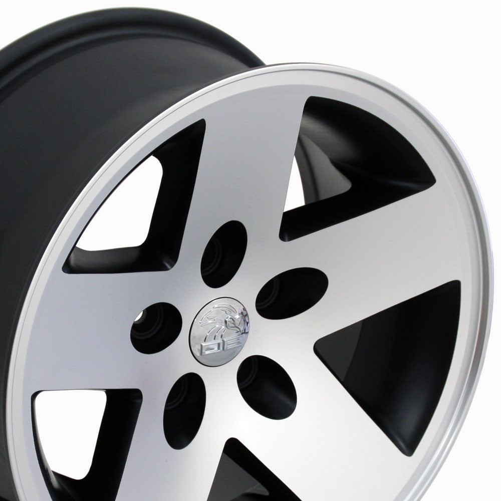 16" Fits Jeep - Wrangler Style Wheel - Satin Black with a Mach'd Face 16x8
