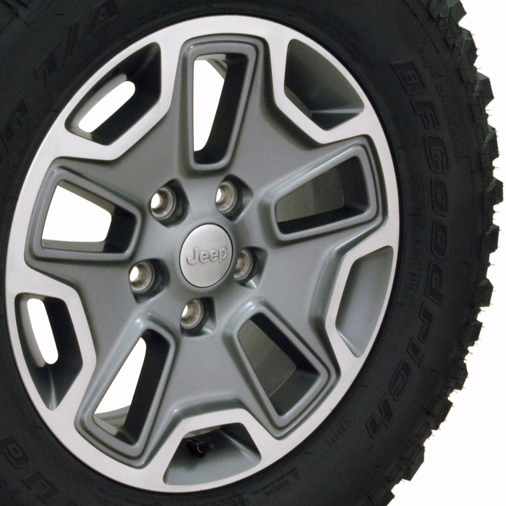 17" Fits Jeep - Rubicon OEM Wheel and Tire - Gunmetal Machined Face 17x7.5