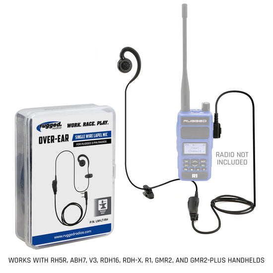 Rugged Radios Lapel Mic - 1 Wire w/ Ear Hook for Handheld Radios