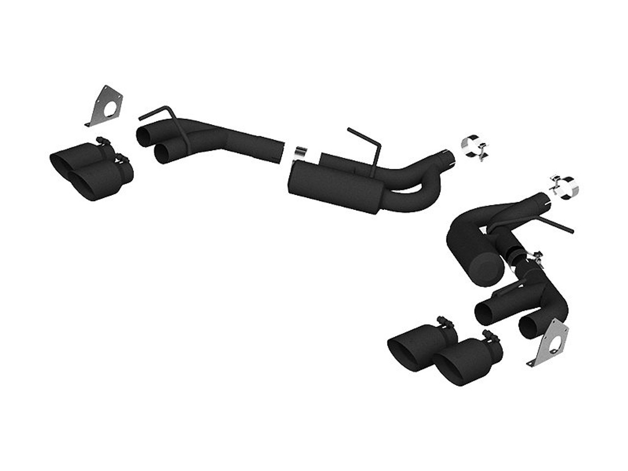 MBRP Black Series 2.5" Dual Axle-Back Exhaust System w/ 4" Quad Tips, Black Coated :: 2016-2024 Camaro V6 3.6L NPP