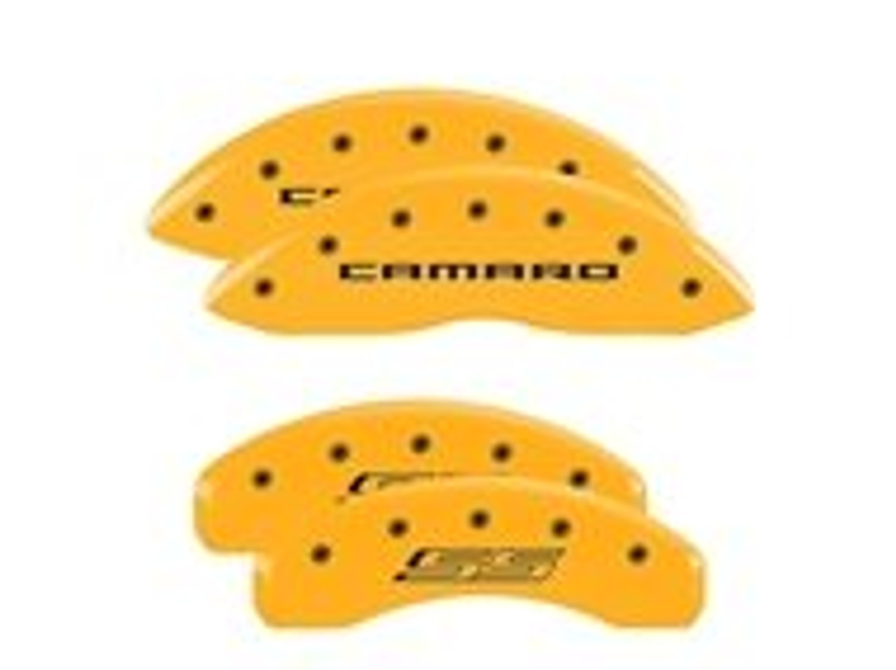 MGP Brake Caliper Covers Modern Camaro Text/SS Logo, Set of 4, Yellow :: 2016-2024 Camaro SS - Clearance