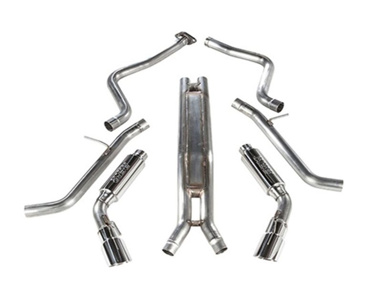 MRT 2.5" Version 1 Cat-Back Exhaust System, 4" Dual Polished Tips :: 2016-2024 Camaro V6