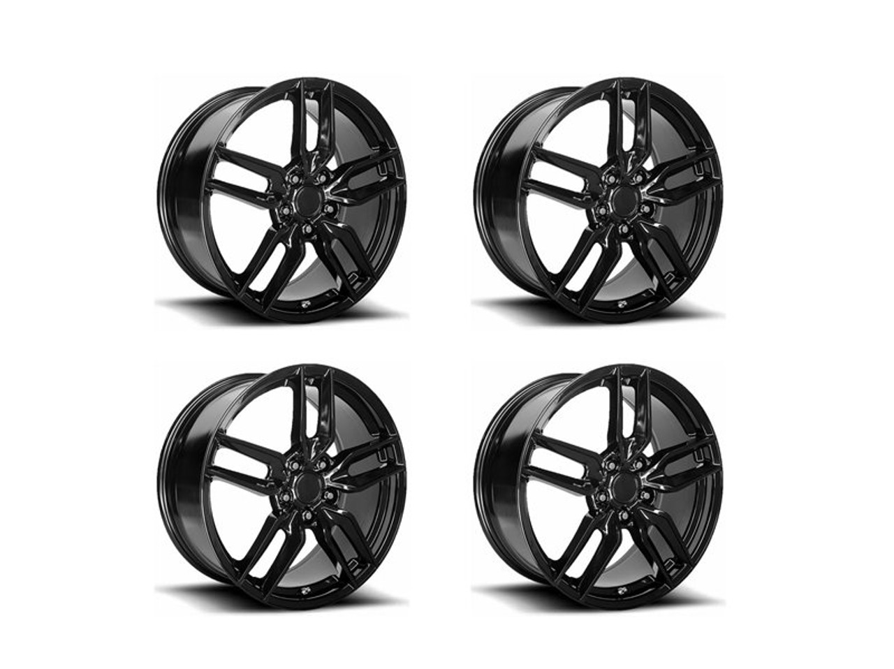 PR160 2015 C7 Replica Wheel Set, Gloss Black, 18x8.5 & 19x10:: 2014-2019 C7 Corvette Stingray