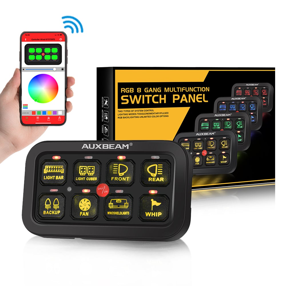 Auxbeam AR800 8-Gang RGB Switch Panel w/ Bluetooth