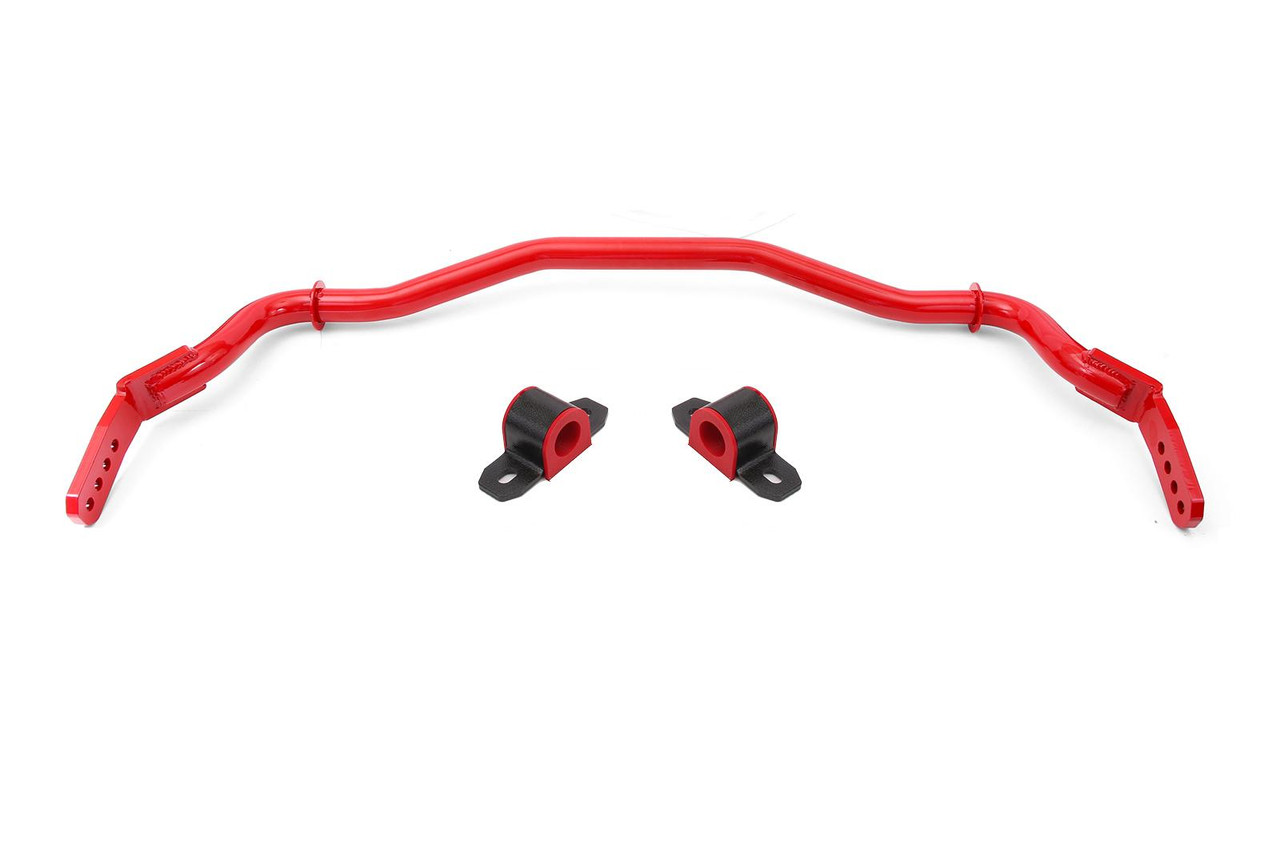 BMR Front Sway Bar Kit w/ Bushings, 38mm, 4-Hole Adjustable, Red :: 2015-2025 Ford Mustang