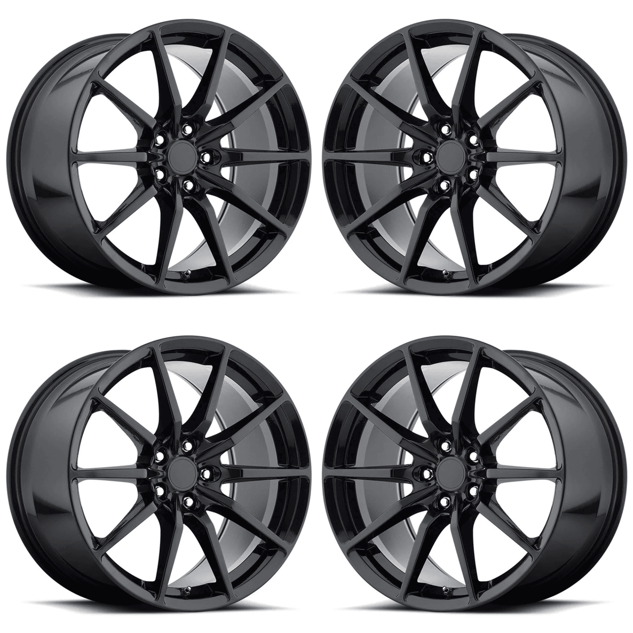 MRR M350 Style Wheel Set, Gloss Black, 19x10 & 19x11:: 2015-2025 Ford Mustang