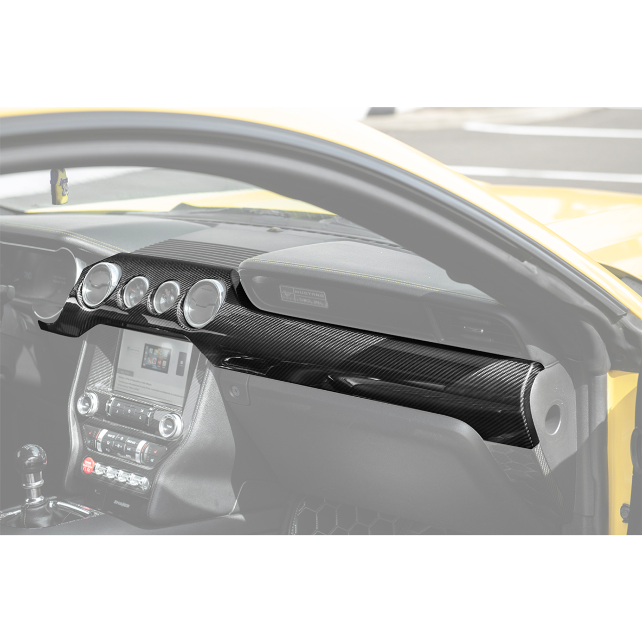 EOS Dashboard Panel Trim, Carbon Fiber :: 2015-2023 Ford Mustang w/ 4 Center AC Outlets