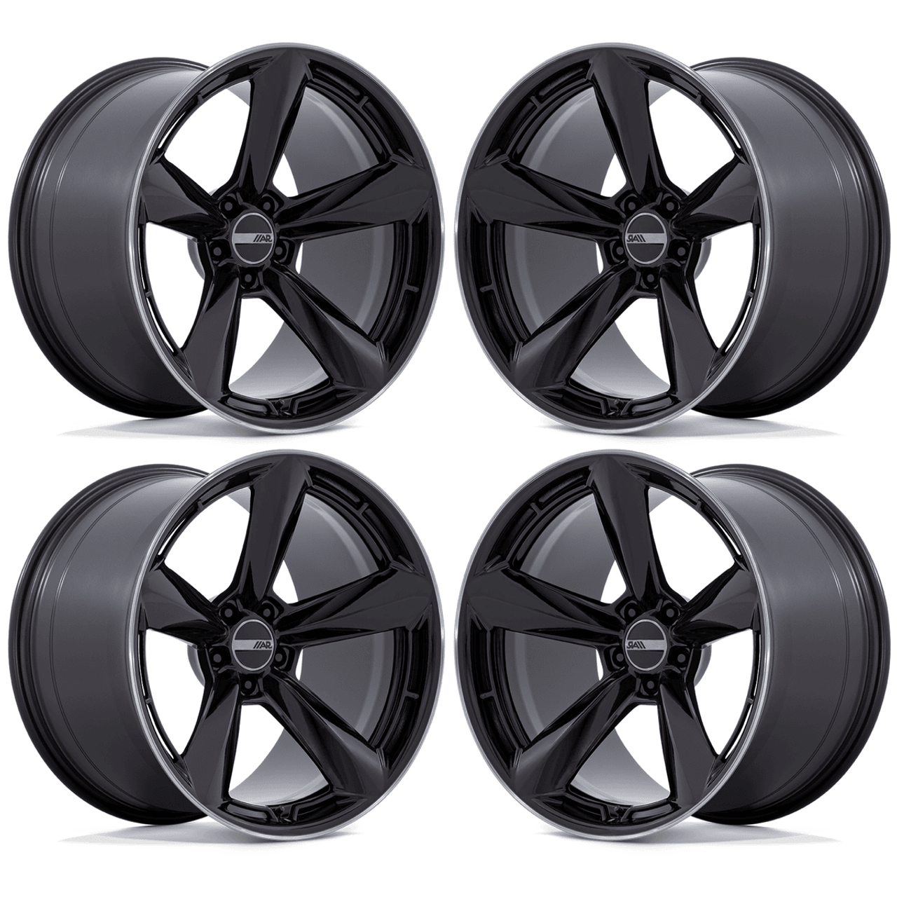 American Racing TTF Wheel Set, Gloss Black w/DDT Lip, 20x9.5/20x11 :: 2015-2025 Ford Mustang