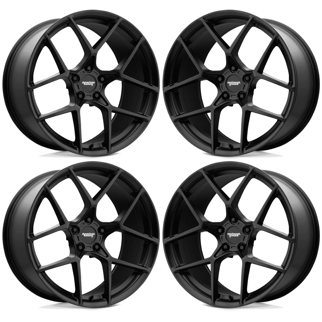 American Racing Crossfire Wheel Set, Satin Black, 20x9 +35 :: 2015-2025 Ford Mustang