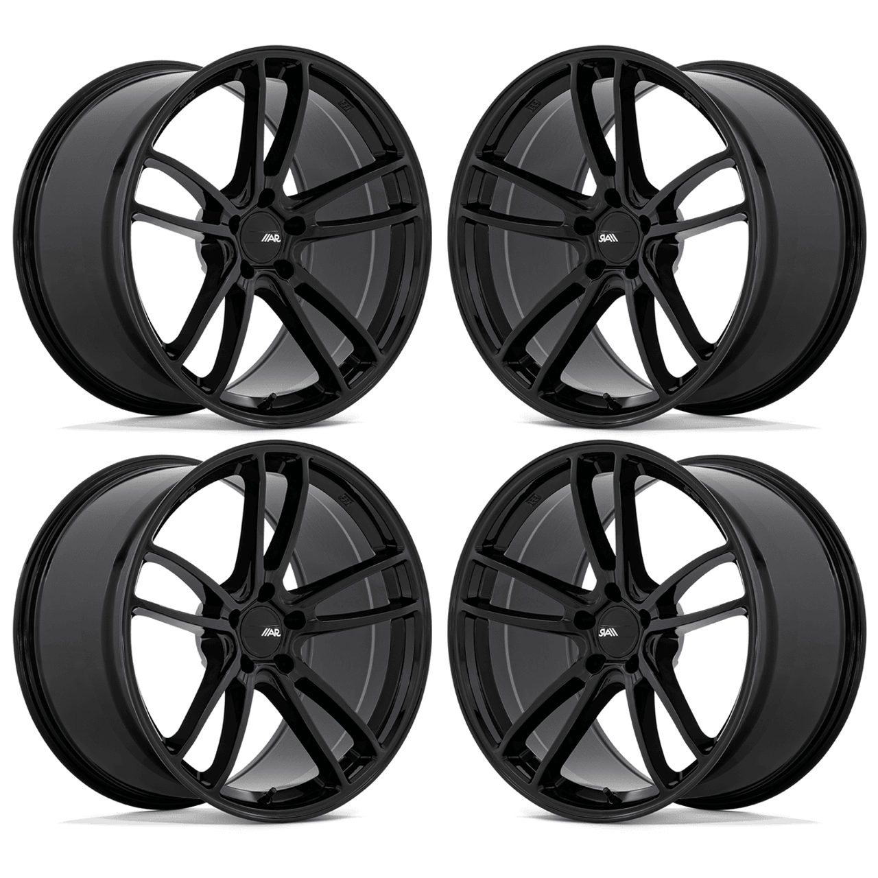 American Racing Mach Five Wheel Set, Gloss Black, 19x10 +35/19x10 +35 :: 2015-2025 Ford Mustang