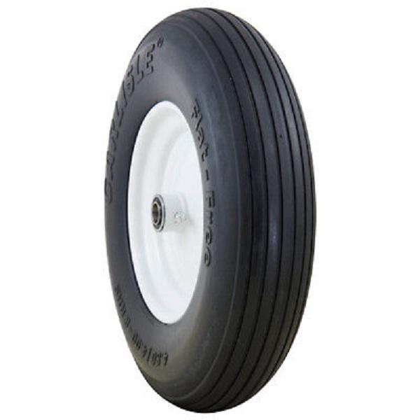 Carlisle Ribbed Flat Free Solid 4.80-8 Centered Hub 5/8" Precision Bearing Wheel/Tire Assembly Yard - Lawn Tire