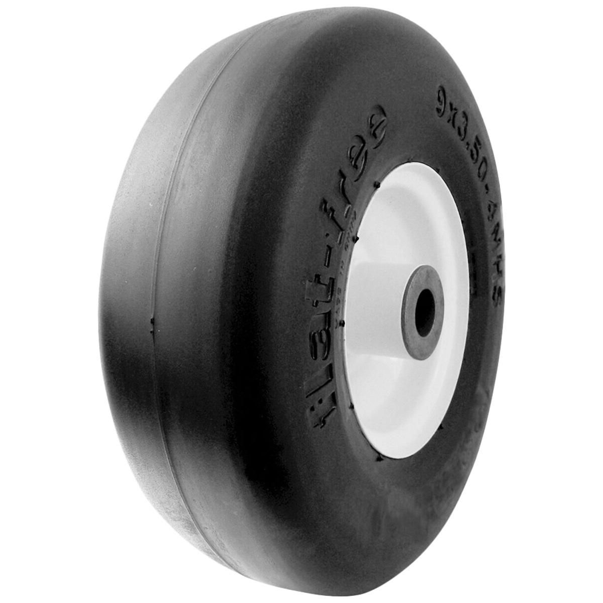 Carlisle Smooth Flat Free Solid 11-4.00-5, 5 5/8" Bushing, Centered Hub 5" Wheel/Tire Assembly Yard - Lawn Tire