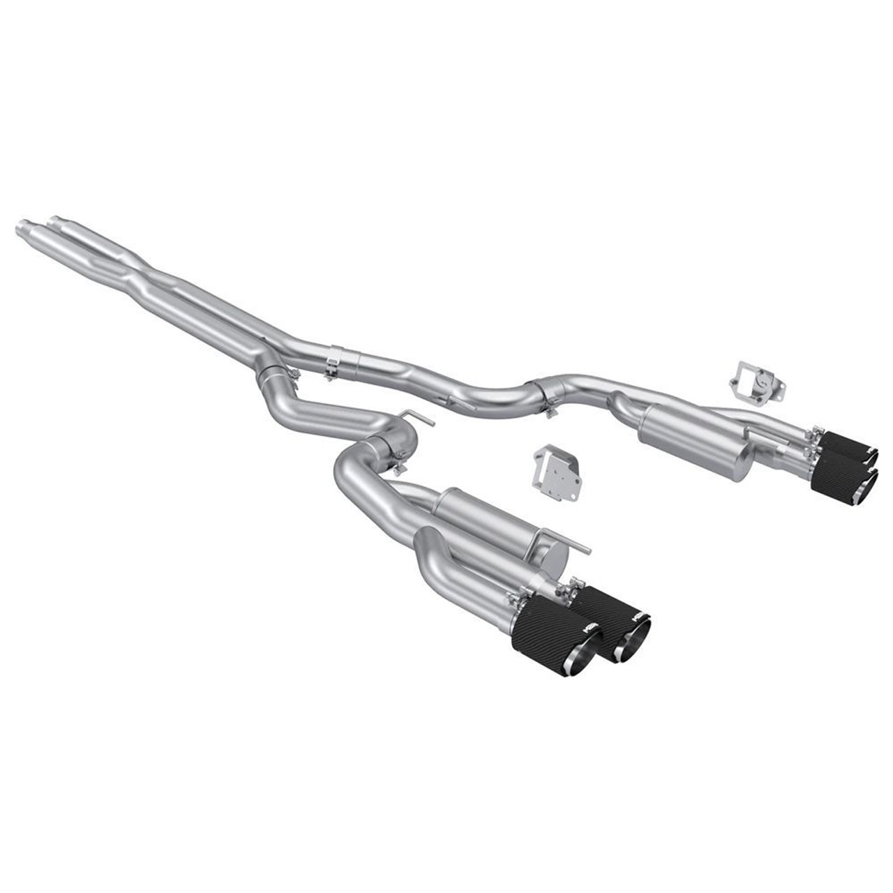 MBRP Armor Pro Race 3" Cat-Back Exhaust System w/ 4" Quad Carbon Fiber Tips :: 2024-2025 Ford Mustang GT w/ Non-Active Exhaust