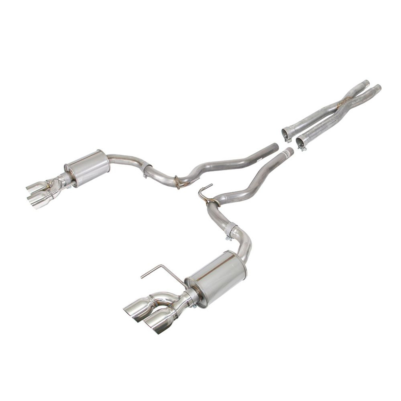 Roush Cat-Back Exhaust w/ Quad Polished Tips :: 2018-2025 Ford Mustang GT w/ Non-Active Exhaust