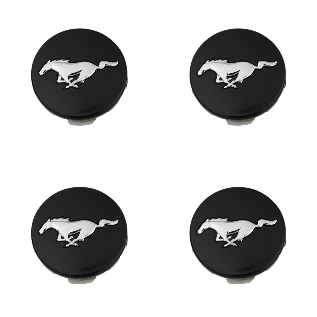 Ford Performance Gloss Black Wheel Center Caps w/ Chrome Pony Logo, Set of 4 :: 2015-2025 Ford Mustang