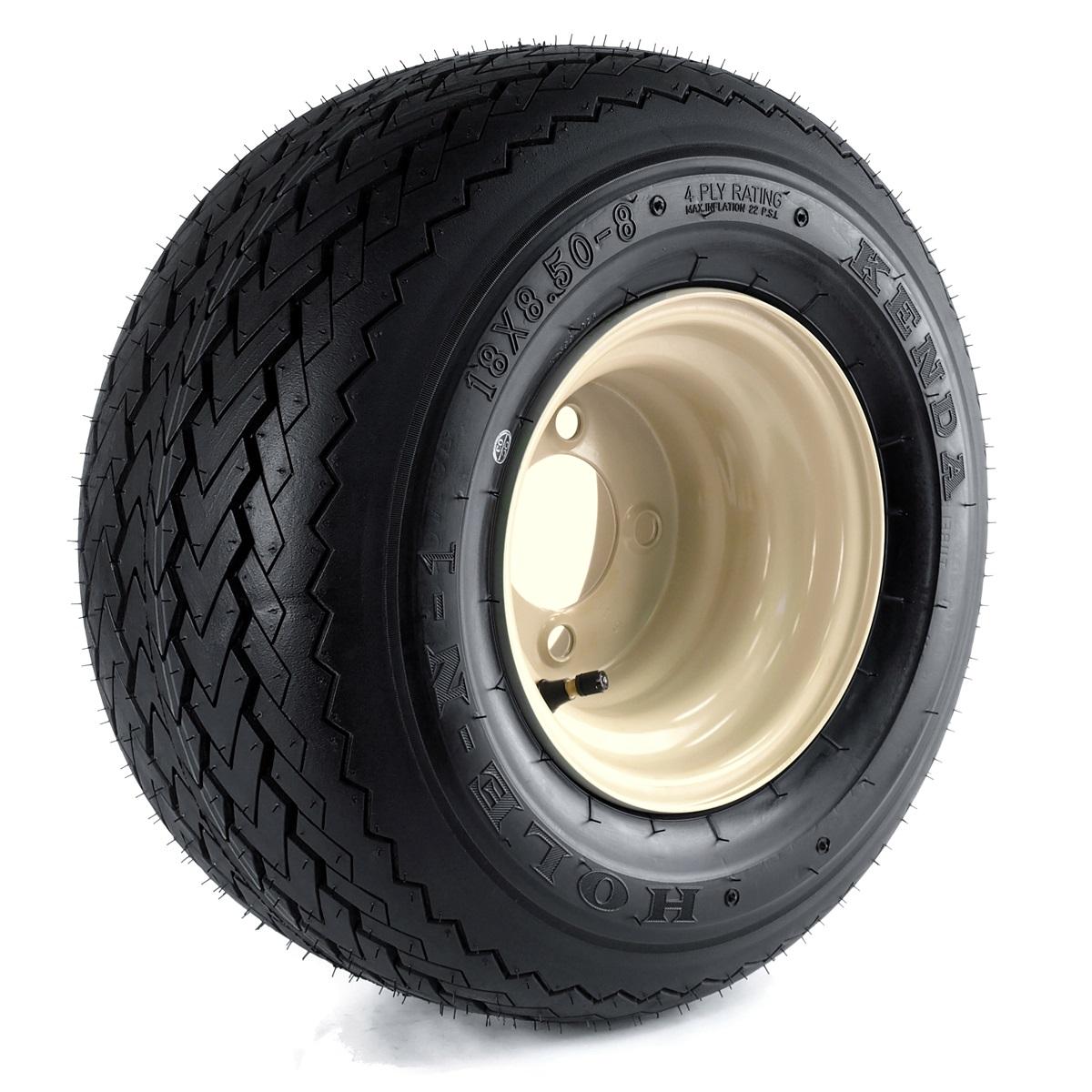 Kenda K389 Hole-N-1 18-8.50-8 4-Ply 4/4 Tan 8X7 Wheel Golf Cart Wheel & Tire Assembly