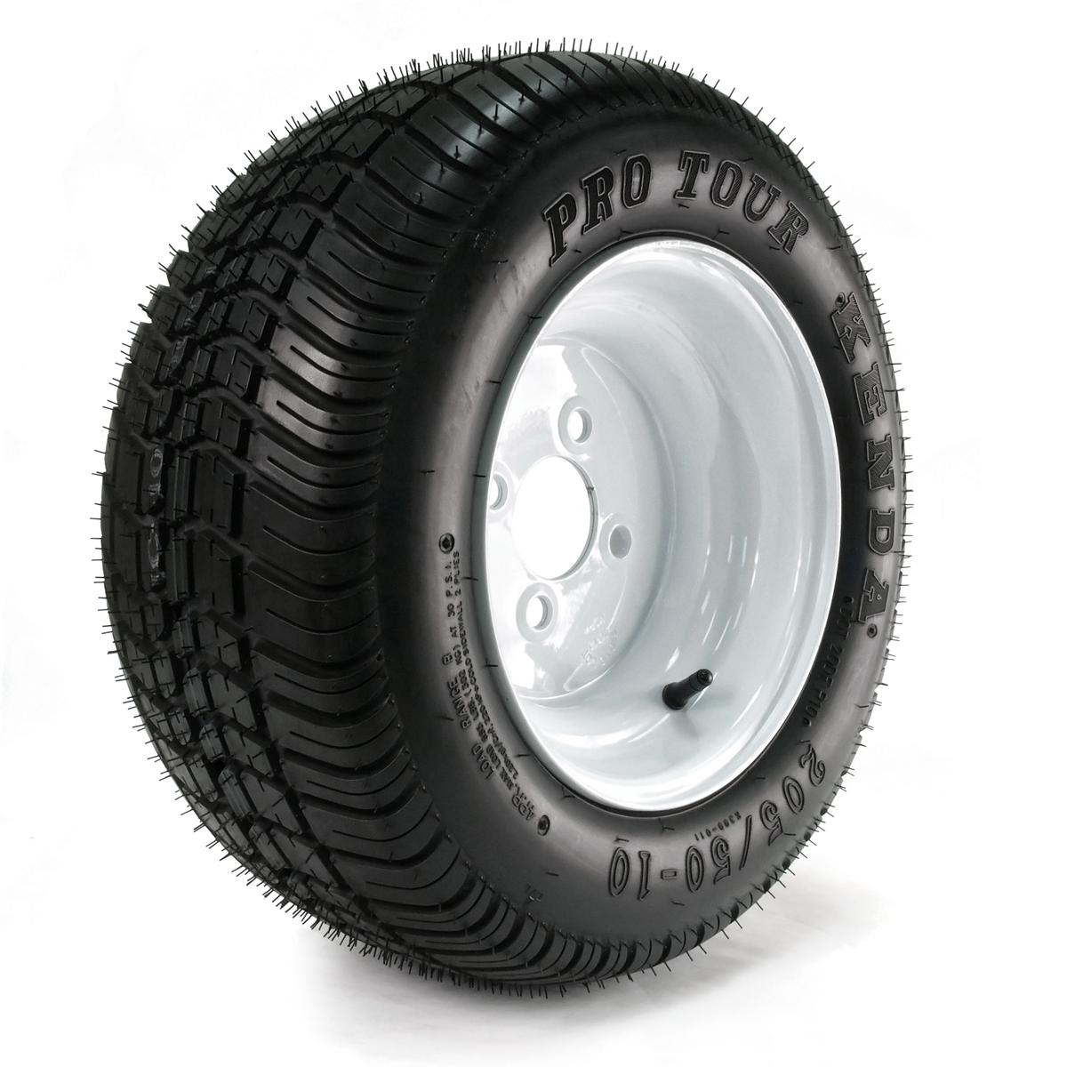 Kenda K399 Pro Tour 205/50-10 4-Ply 4/4 White 10x7 Wheel Golf Cart Wheel & Tire Assembly