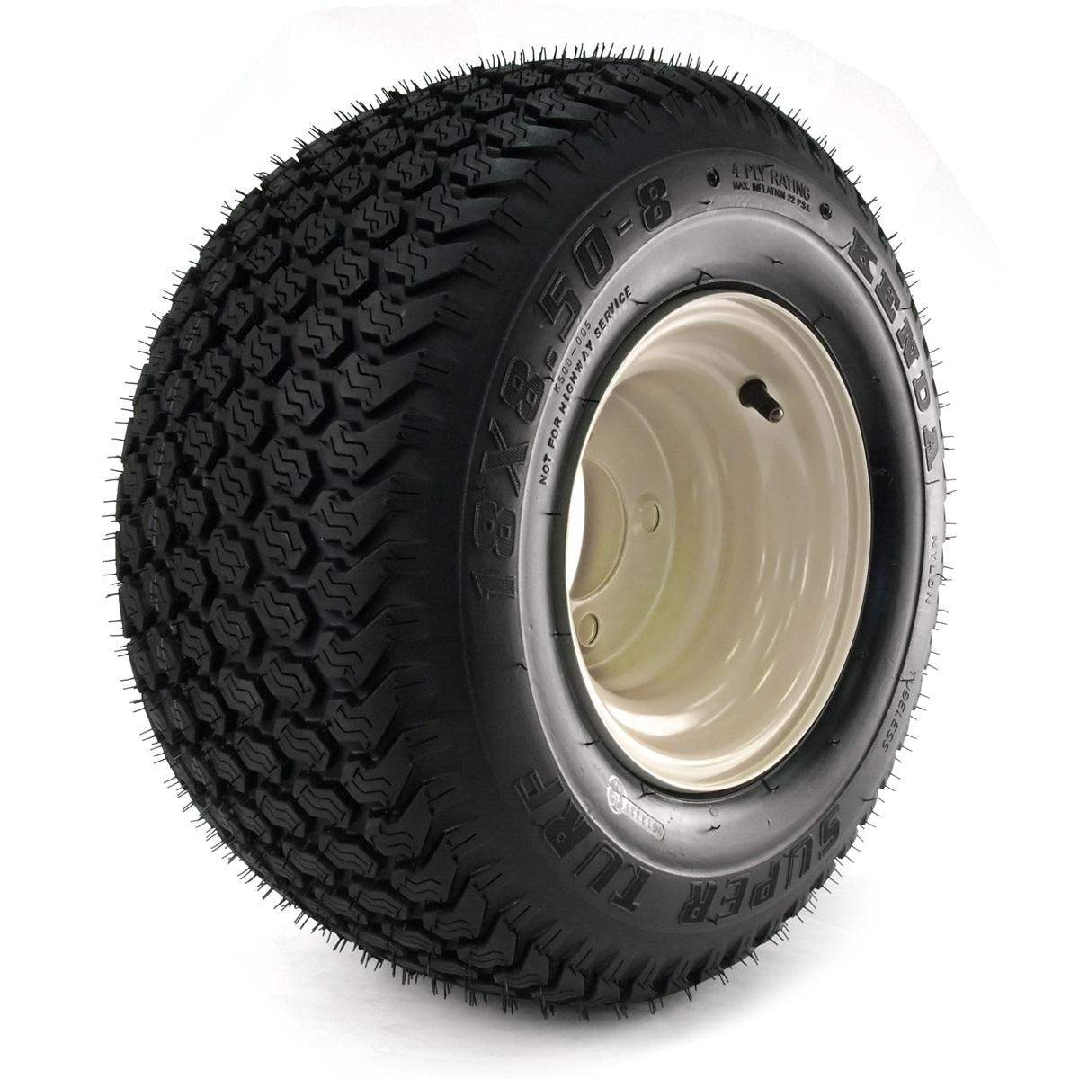 Kenda K500 Super Turf 18-8.50-8 4-Ply 4/4 Tan 8X7 Wheel Golf Cart Wheel & Tire Assembly