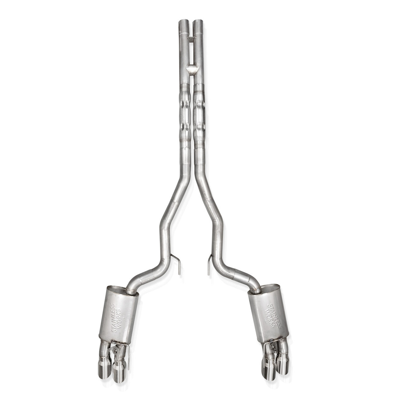 Stainless Works 3" Legend Cat-Back Exhaust w/ H-Pipe & Quad Tips, Performance Connect :: 2024-2025 Mustang GT & Dark Horse w/ Active Exhaust
