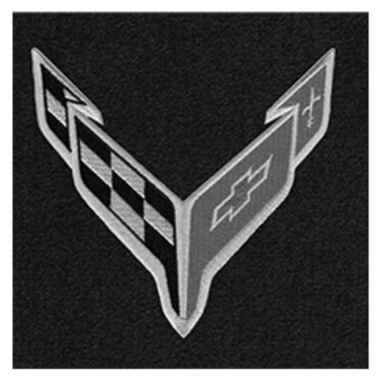 Lloyd Front Ultimat Trunk Mat, Black w/ Monochromatic C8 Corvette Flag Logo :: 2020-2025 C8 Corvette