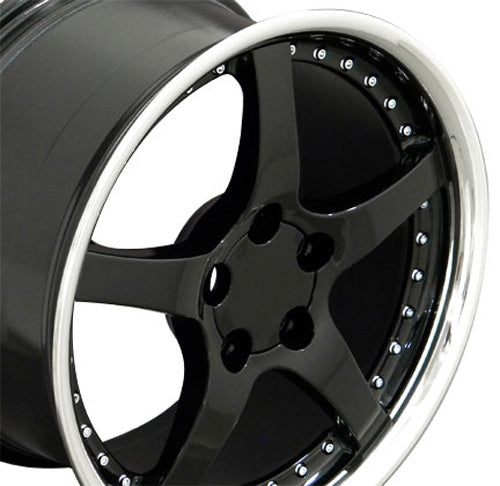 18" Fits Chevrolet - Corvette C5 Wheel - Black Stainless Lip with Rivets 18x9.5