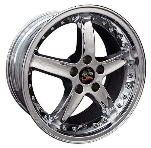 18" Fits Ford - Mustang Cobra R Deep Dish Wheel - Chrome with Rivets 18x9