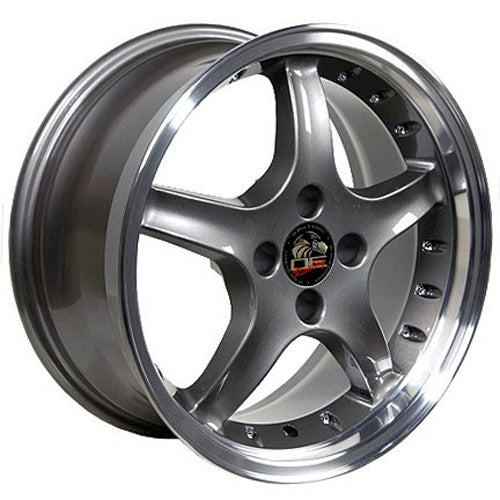 17" Fits Ford - Mustang Cobra R Deep Dish Wheel - Anthracite Mach'd Lip with Rivets 17x8