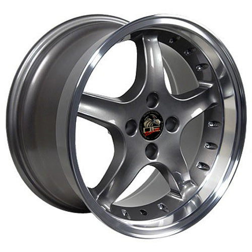 17" Fits Ford - Mustang Cobra R Deep Dish Wheel - Anthracite Mach'd Lip with Rivets 17x9