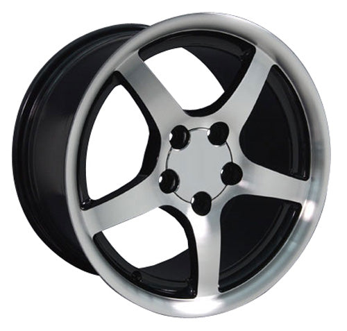 18" Fits Chevrolet - Corvette C5 Deep Dish Wheel - Black Mach'd Face 18x9.5