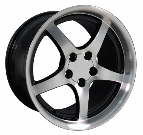 18" Fits Chevrolet - Corvette C5 Deep Dish Wheel - Black Mach'd Face 18x10.5
