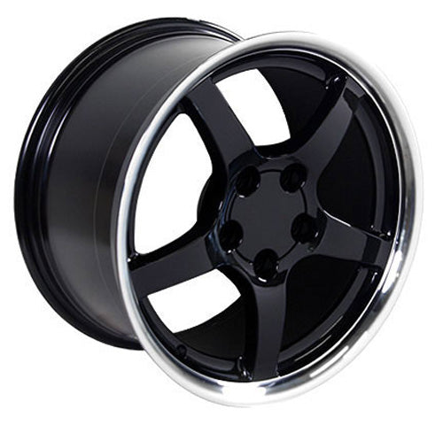 17" Fits Chevrolet - Corvette C5 Deep Dish Wheel - Black Mach'd Lip 17x9.5