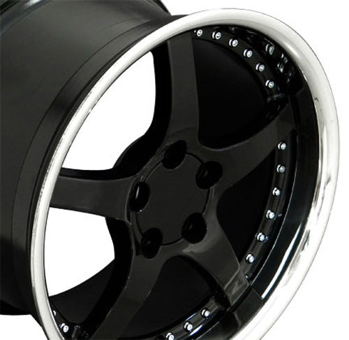 18" Fits Chevrolet - Corvette C5 Wheel - Black Stainless Lip with Rivets 18x10.5