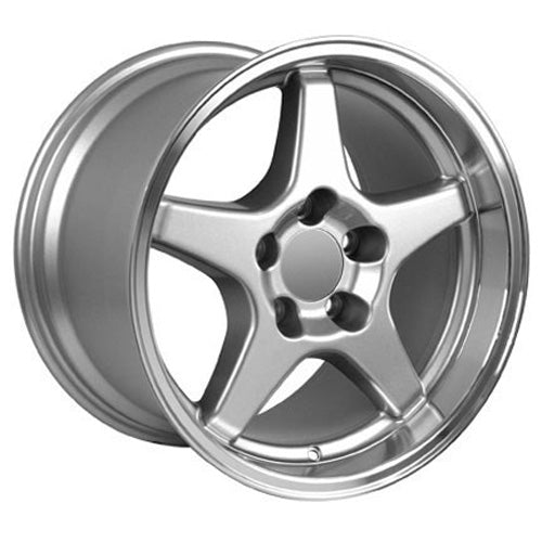 17" Fits Corvette - ZR1 Style Wheel - Silver Mach'd Lip 17x11