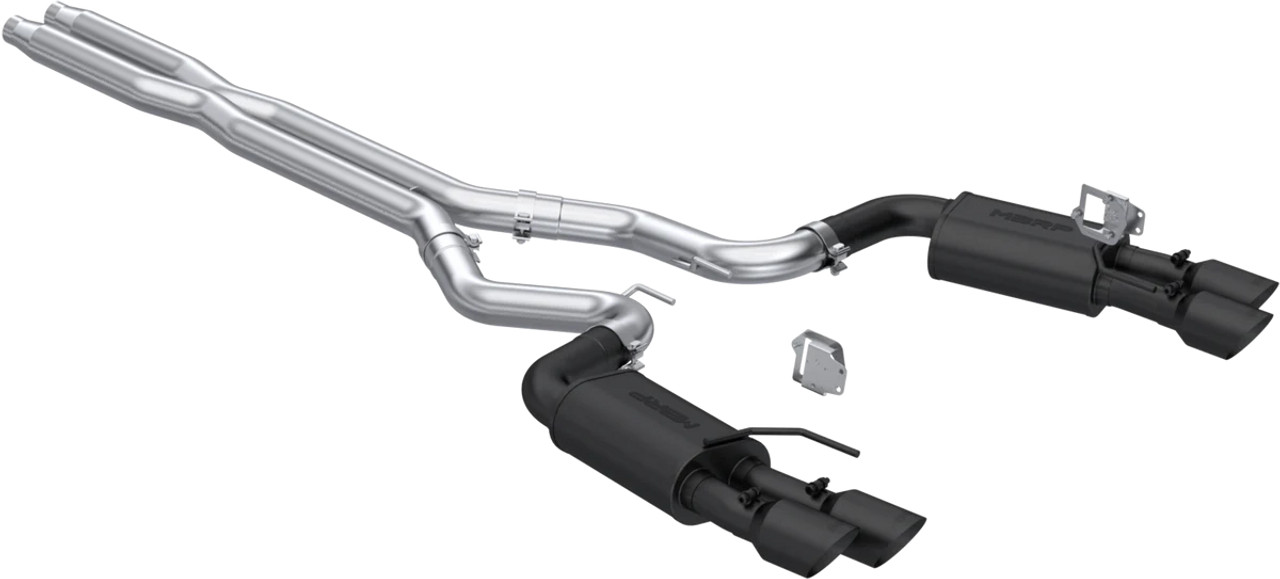 MBRP Armor BLK Street 3" Cat-Back Exhaust System w/ 4" Quad Black Coated Tips :: 2024-2025 Ford Mustang GT w/ Non-Active Exhaust