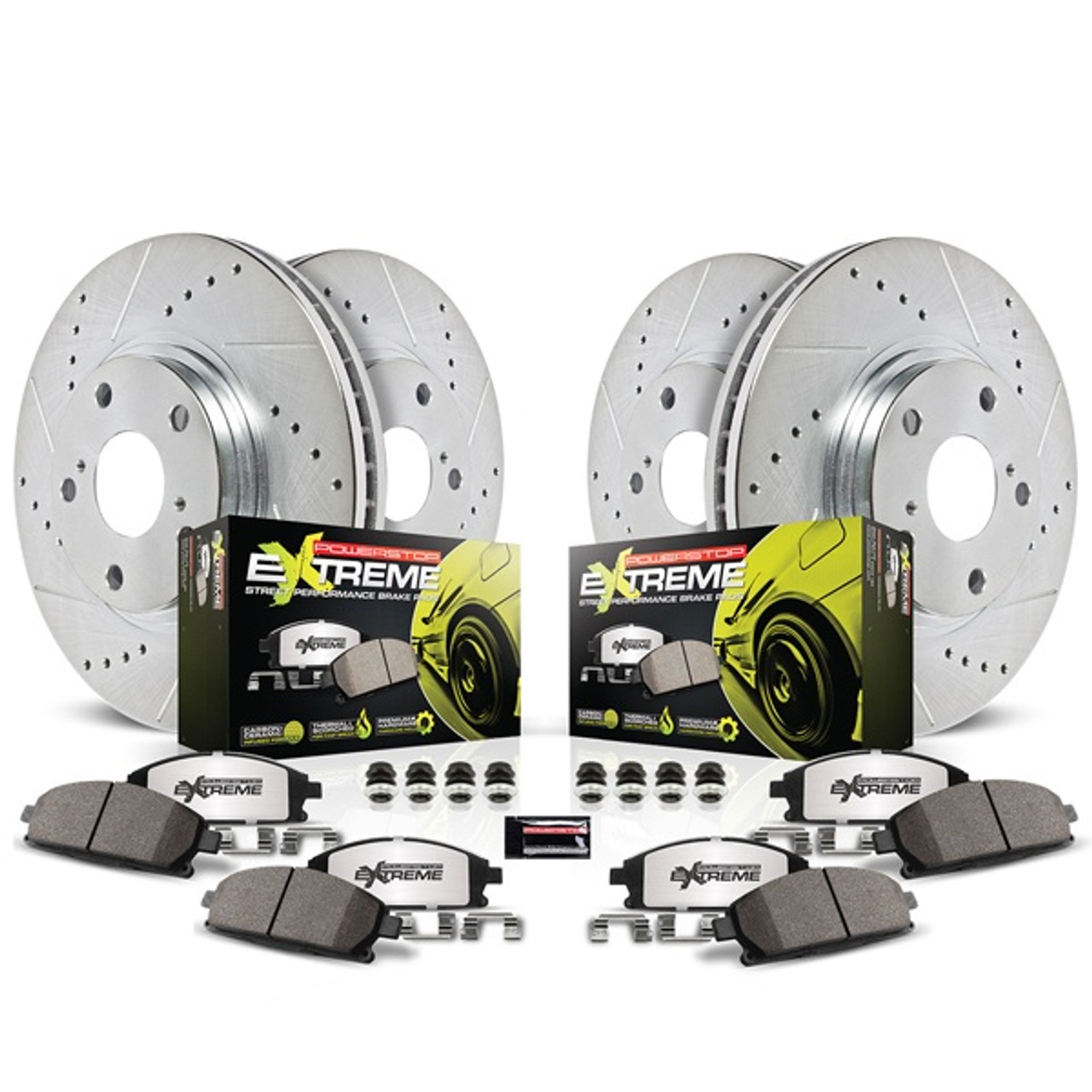 PowerStop Z26 Extreme Street Warrior Brake Upgrade Kit, Front & Rear :: 2016-2024 Camaro V6 w/ 4 Piston Front Caliper
