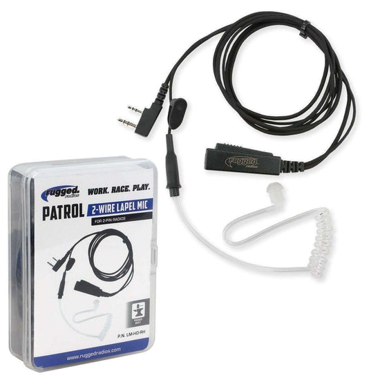 Rugged Radios Lapel Mic - 2 Wire w/ Acoustic Tube for Handheld Radios