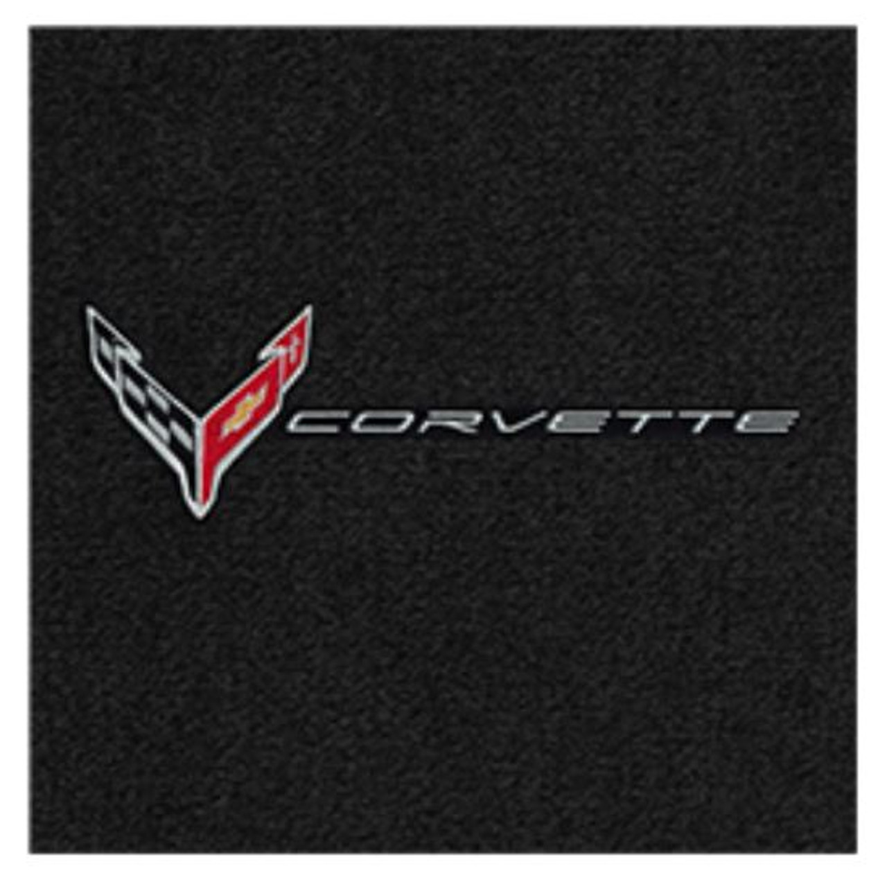 Lloyd 2pc Ultimat Floor Mat, Black w/ Silver C8 Corvette Flag Logo & "Corvette" :: 2020-2025 C8 Corvette